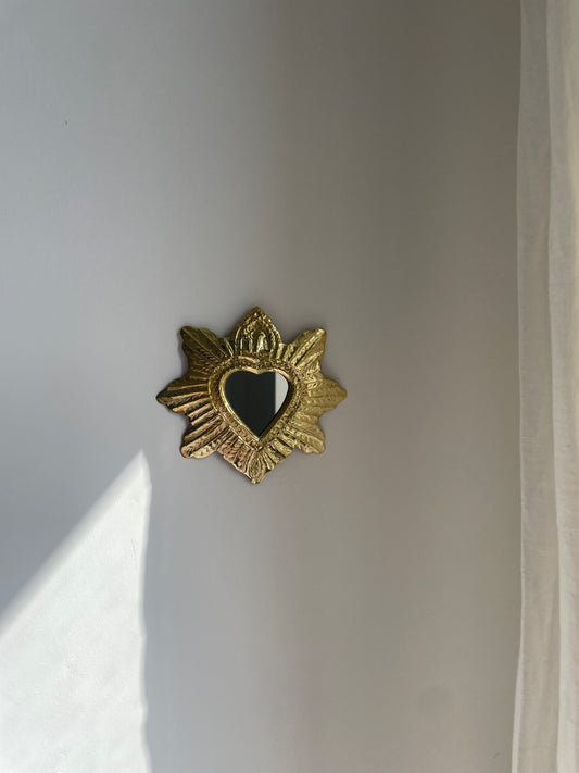 ORÉE Mini miroir ex-voto cœur en laiton doré