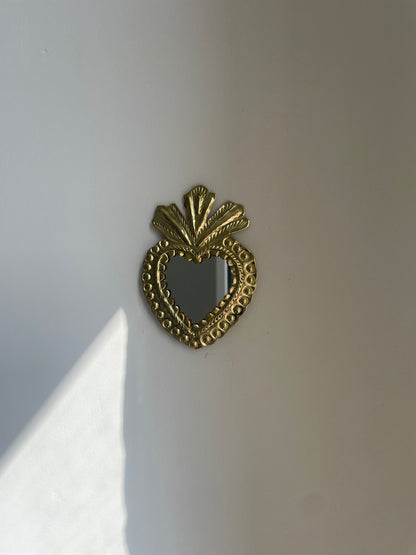 ORÉE Mini miroir ex-voto cœur en laiton doré