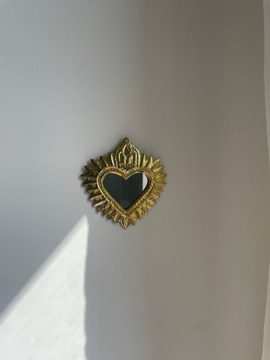 ORÉE Mini miroir ex-voto cœur en laiton doré