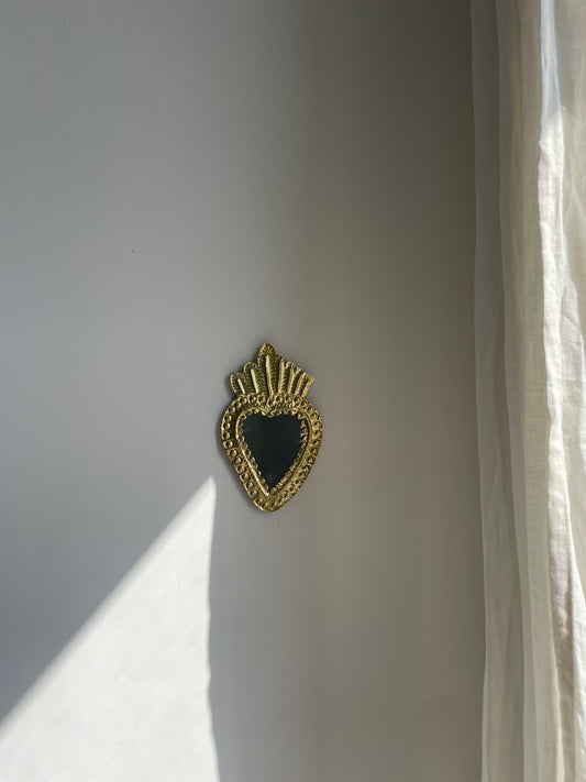 ORÉE Mini miroir ex-voto cœur en laiton doré